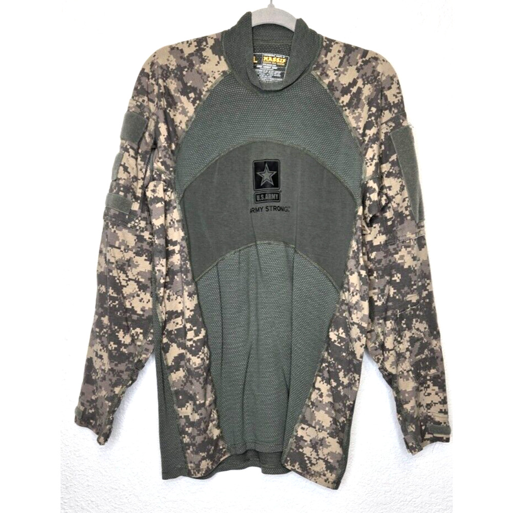 Massif Mountain Gear Mens Combat T‎ Shirt Large Green Camo Army Strong Team Tee